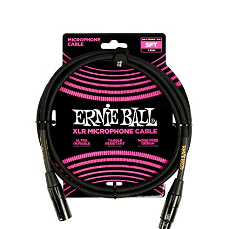 Ernie Ball Braided XLR Mircrophone Cable, 5ft, Black (P06390)