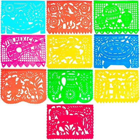 Large Plastic Papel Picado Banner - 15 Feet Long - Two Designs to choose from (1 Pack, Mexico Querido)
