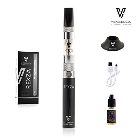 Vapoursson Rexza | Electronic Cigarette Starter kit | Cloud Clearomizer | Micro USB Rechargeable Battery | 10ml Tobacco Liquid | Silicon Holder | E Shisha | Premium Vaping