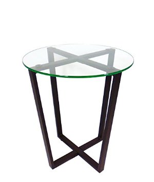 Mango Steam Metro Glass End Table - Clear Top / Black Base