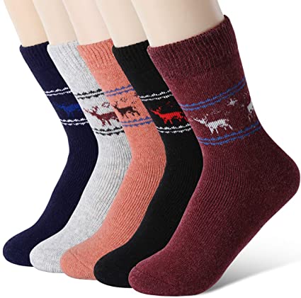 Diravo Womens Super Thick Soft Knit Wool Warm Winter Crew Socks Casual Socks Best Gift Ideas-5 Pack