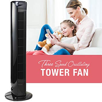 Oscillating 31 Inch 3 Speed Tower Fan with Remote and Electronic Countdown Timer