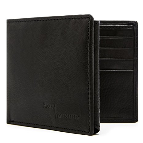 Genuine Leather Wallet Mens Slim Minimalist Bifold 12 Card Slots RFID Blocking