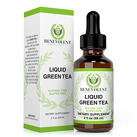 Green Tea Liquid Herbal Extract Supplement with EGCG Promotes Healthy Weight Loss - Guaranteed Potency - One Serving = 10 Cups Of Green Tea - Powerful Antioxidant - 100% Alcohol & Gluten Free, Non GMO