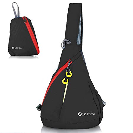 LC Prime Sling Bag Chest Bag Unbalance Backpack Sack Shoulder Messenger Pouch Haversack Rucksack Chest Crossbody Backpack Pack for Travel Outdoor Foldable Nylon Multi-Colored