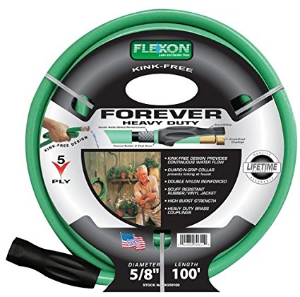 Flexon FXG58100 5/8-Inch x 100-Foot Heavy Duty 5-Ply Forever Garden Hose
