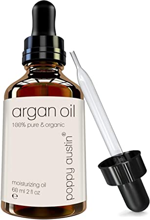 Poppy Austin 100% Pure Argan Oil for Hair & Skin - An Exquisite Triple Purified Moroccan Argan Oil - Made by Hand, Cold Pressed & Responsibly Sourced - Certified & Approved Organic Argon, 2 fl oz