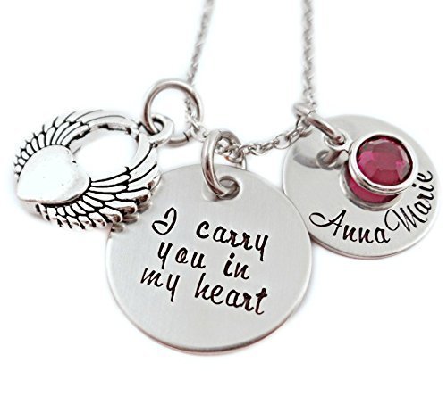 I Carry You in My Heart Memorial Necklace - Hand Stamped Jewelry