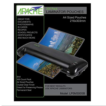 Apache Laminating Pouches, 5 mil (5mil, Letter, 300 Pack)