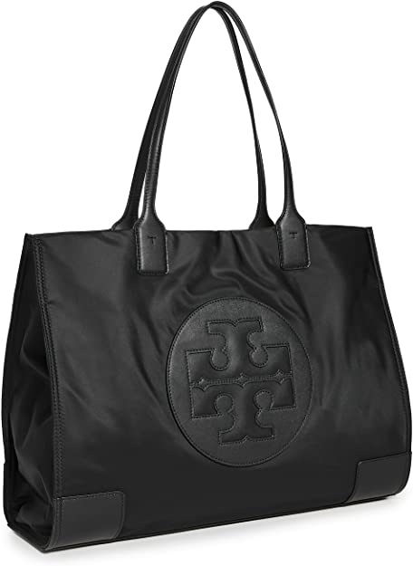 Tory Burch Ella Women's Lightweight Faux Leather Trim Signature Tote Handbag