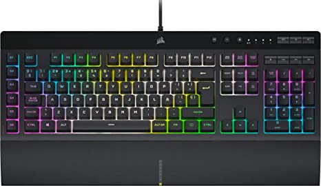 Corsair K55 RGB PRO XT Gaming Keyboard with Membrane Keys, RGB Dynamic Backlight, 6 Macro Keys with Integration Elgato Software, Dust and Spill Resistance, QWERTY, Black