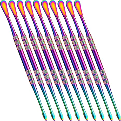 10 Packs Wax Carving Tool Wax Tool Carving Tool Rainbow Stainless Steel Tool Spoon 4.75 Inch (Rainbow)