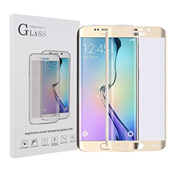 Samsung Galaxy S7 Edge Screen Protector Tempered Glass 3D Full Coverage Extremely Smooth Tempered Glass of Premium Quality Gold-0.3mm 2.5D-Weforever