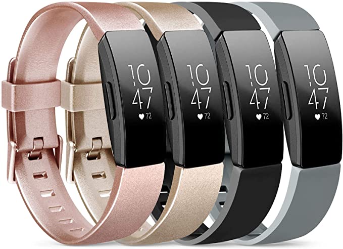 Vancle 4 Pack Silicone Bands Compatible with Fitbit Inspire HR & Fitbit Inspire & Fitbit Ace 2 Fitness Tracker for Women Men