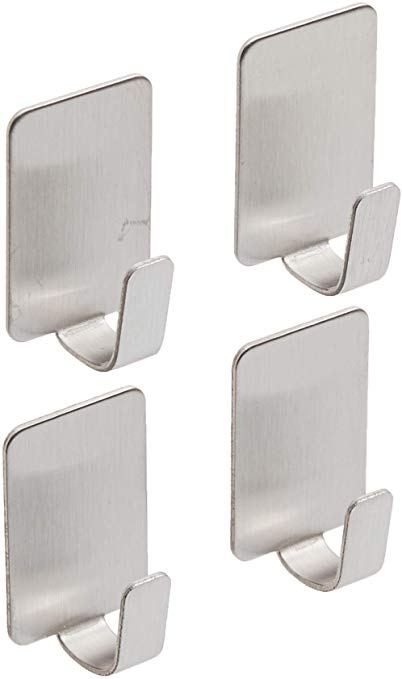 Command 17031ss-4es Stainless Steel Metal Hooks with 5 Strips, Small, 4-Pack