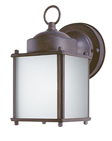 Westinghouse 6488300 One-Light Exterior Wall Lantern with Dusk to Dawn Sensor, Sienna Finish on Steel with Frosted Glass Panels