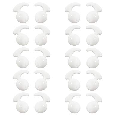 Teemade 20 Pieces Silicone Earbud Covers Replacement Ear Hooks Tips Silicone Ear Gels Buds for Samsung Galaxy S7/S7 Edge/S6/S6 Edge Sports Earbuds (White)