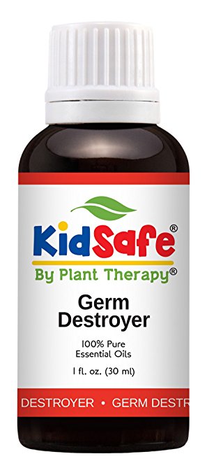 Plant Therapy KidSafe Germ Destroyer Synergy Essential Oil Blend. 100% Pure, Undiluted, Therapeutic Grade. Blend of: Spruce, Marjoram, Lavender, Rosalina and Lemon. 30 mL (1 Ounce).