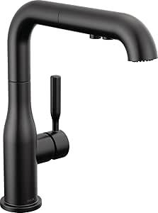 Delta Faucet Almari Pull-Out Kitchen Faucet, Black Kitchen Faucets with Pull-Out Sprayer, Kitchen Sink Faucet, Faucet for Kitchen Sink with Magnetic Docking, Matte Black 16943-BL-DST