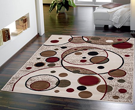 Sweet Home Stores Clifton Collection Modern Circles Design Area Rug, 8'2''x9'10'', Beige
