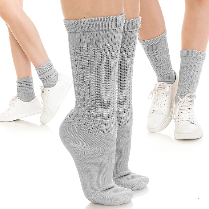 Basico 6PK, 3PK Slouch Socks For Women | Pink, Beige, Navy, White, Black Scrunch Crew Socks | 80s 90s Socks