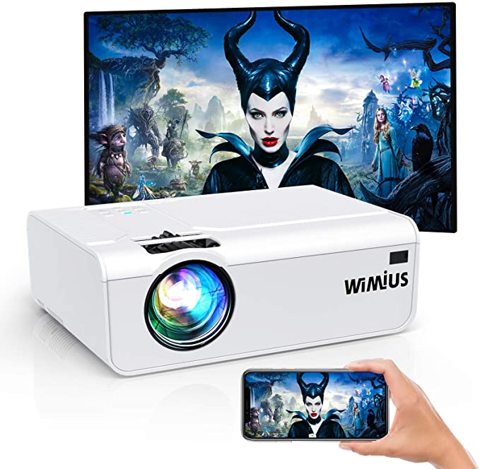 WiMiUS Native 1080P WiFi Projector Full HD, +20% Lumens Movie Projector with 180000 Hours LED Lamp, Support 4K 300" Outdoor Projector for Smartphone/ PC/ PS5/ TV Stick/ Chromecast/ PPT