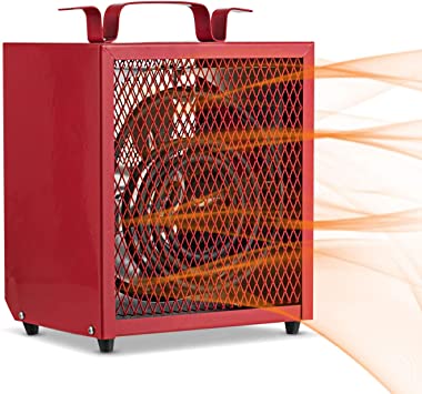 COSTWAY Garage Heater, 4800W Electric Commercial Heater with Adjustable Thermostat, Overheat and Delayed Protection, Portable Handle, Freestanding or Ceiling Mount Heaters for Garage and Workshop