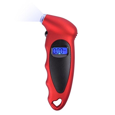 Tyre Pressure Gauge, PrimAcc Digital Car Pressure Gauge 100 PSI / 7 Bar Air Pressure Gauge Tester with LED Display for for Cars, Trucks, Motorcycles and Bicycles
