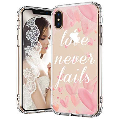 MOSNOVO iPhone Xs Max Case, Love Never Fails Pattern Printed Clear Design Transparent Plastic Back Case with TPU Bumper Protective Case Cover for iPhone Xs Max