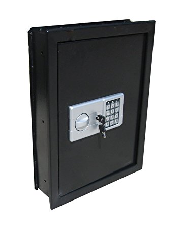 Digital Electronic Flat Recessed Wall Hidden Safe Security Box Jewelry Gun Cash (Black)