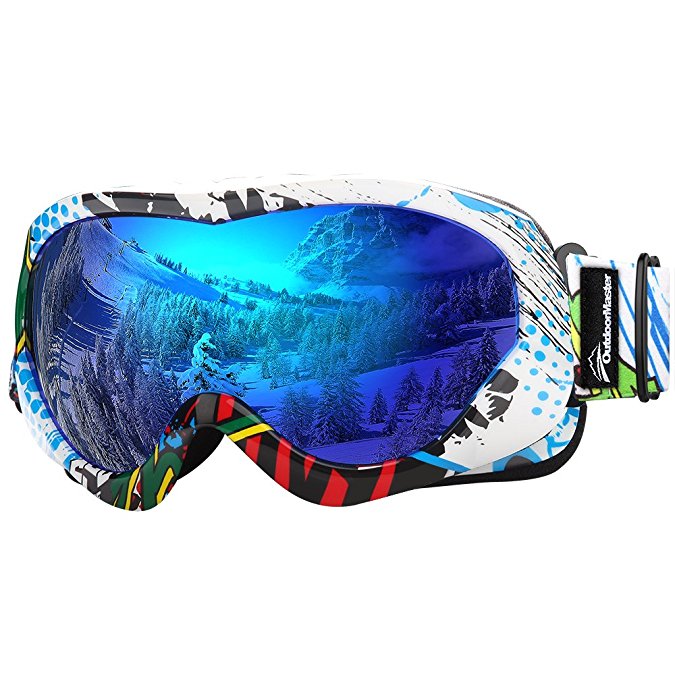 OutdoorMaster Kids Ski Goggles - Helmet Compatible Snow Goggles for Boys & Girls with 100% UV Protection