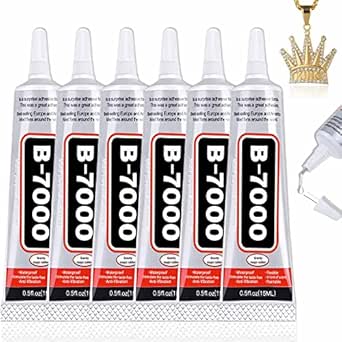 B7000 Glue 6PCS 15ml/0.5oz, Clear Craft Glue for Jewelry, B7000 Adhesive for Rhinestone Bead, Super Glue with Precision Tips for Cloth Shoe Fabric Cell Phone Screen Repair Metal Stone Nail Art