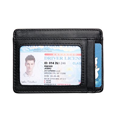 Slim Wallet RFID Blocking Card Case Genuine Leather Credit Card Holder Front Pocket Wallet
