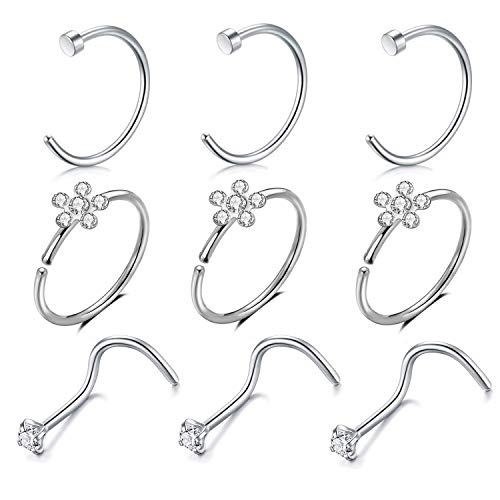 Incaton Nose Rings, 26PCS 20G 316L Surgical Stainless Steel Body Jewelry Piercing Nose Ring Studs
