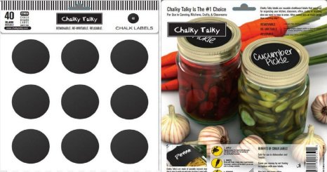 Chalky Talky 40 Regular Mouth Mason Jar Lid Reusable Chalkboard Canning Labels - Wide Mouth Available Too