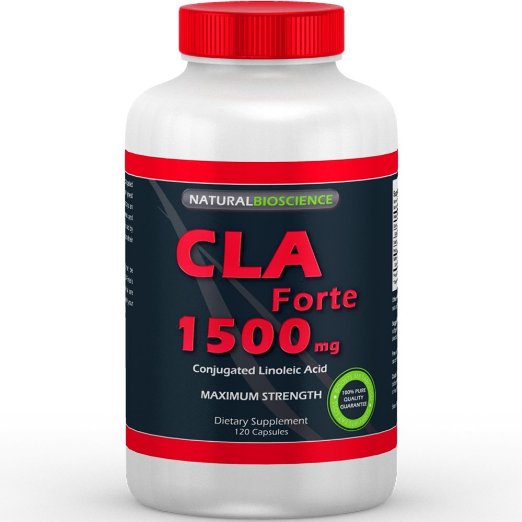 CLA Forte - 1500mg, 120 Softgels - High Potency Conjugated Linoleic Acid - 100% Pure Safflower Oil - Natural Supplement for Weight Loss and Muscle Building.