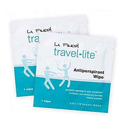 La Fresh Travel Lite Antiperspirant Wipes for Men and Women, Fresh Scent, 50 Count of Individually Sealed Packets