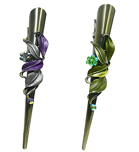 Set of 2 Flower Alligator Clips YY86155-1-2purpleOli