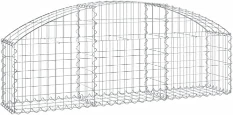 vidaXL Arched Gabion Basket Cage Mesh Wire Stone Basket Outdoor Spiral Retaining Wall Planter Garden 150x30x40/60 cm Galvanised Iron