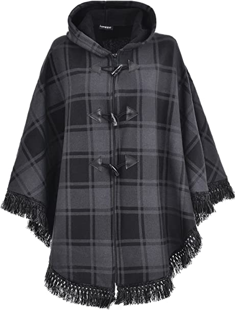 RG Clothing Ladies Women Warm Fleece Fleecy Hooded Ponchos/Capes Hoodie Plus Size 12-32