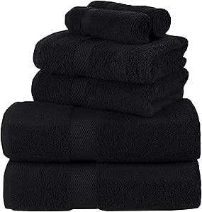 La Maison 100% Egyptian Cotton 600GSM Superior Towel Bale Set Hand Towel Bath Towel 6 Piece Super Soft Everyday Use (Black)