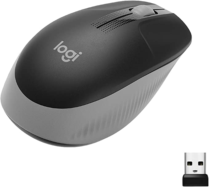 Logitech Wireless Mouse M190 - Full Size Ambidextrous Curve Design, 18-Month Battery with Power Saving Mode, Precise Cursor Control & Scrolling, Wide Scroll Wheel, Thumb Grips - Mid Grey