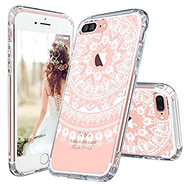 iPhone 7 Plus Case, MOSNOVO iPhone 7 Plus Unique White Totem Henna Manjusaka Mandala Tribal Clear Design Transparent Plastic Hard Case with TPU Bumper Protective Cover for iPhone 7 Plus (5.5 Inch)