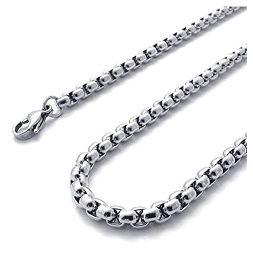 3.5mm KONOV 14-40 inch Stainless Steel Chain Mens Necklace, Silver, 3.5mm