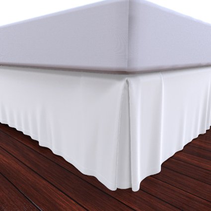 Bed Skirt by Royal - 100% Natural Cotton - Luxurious 4 Side Pleated Skirt that is Durable and Easy to Wash (Full, White)