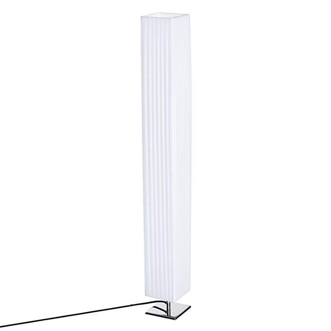 HomCom 48" Modern Free Standing Rectangle Floor Lamp with Linen Shade - White