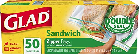 Glad Zipper Food Storage Sandwich Bags - 50 Count