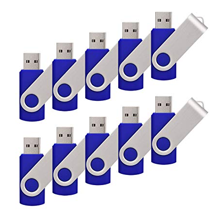 RAOYI 10PCS 4GB USB Flash Drive Blue Pen Drive Thumb Drive USB 2.0 Memory Stick Swivel Design
