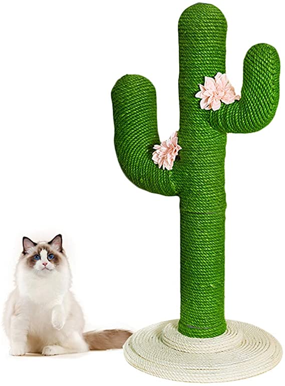 VETRESKA 41" Tall Cactus Cat Scratching Post with Sisal Rope, Cat Scratcher Cactus for Young and Adult Cats