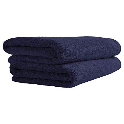 Rivet Popcorn Texture Organic Cotton Bath Towels, Set of 2, Navy